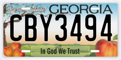GA license plate CBY3494