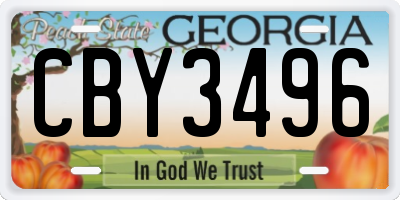 GA license plate CBY3496