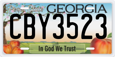 GA license plate CBY3523