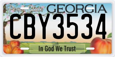 GA license plate CBY3534