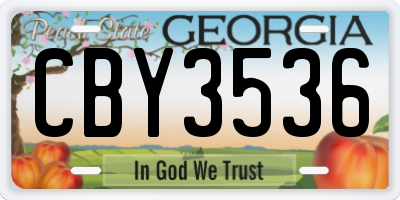GA license plate CBY3536