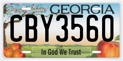 GA license plate CBY3560
