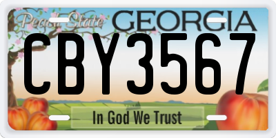 GA license plate CBY3567