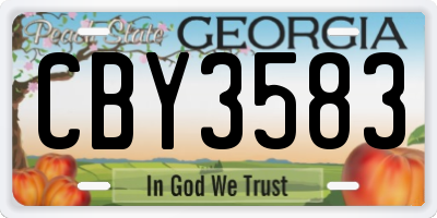 GA license plate CBY3583