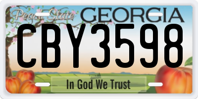 GA license plate CBY3598