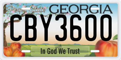 GA license plate CBY3600