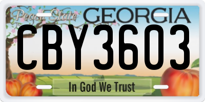 GA license plate CBY3603