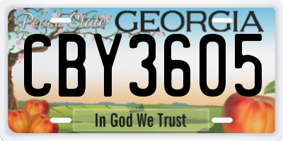 GA license plate CBY3605