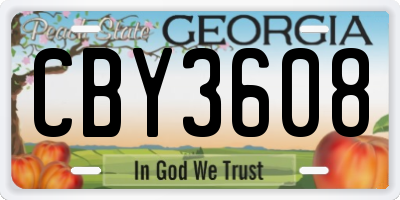 GA license plate CBY3608