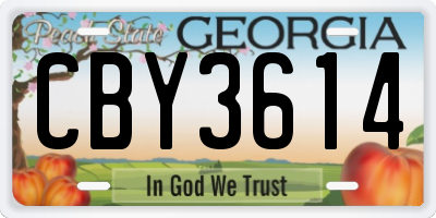 GA license plate CBY3614