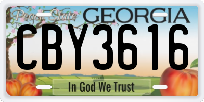 GA license plate CBY3616