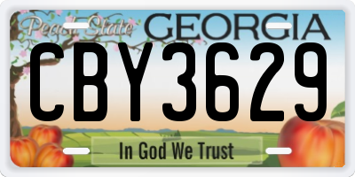 GA license plate CBY3629