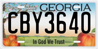 GA license plate CBY3640