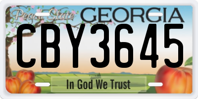 GA license plate CBY3645