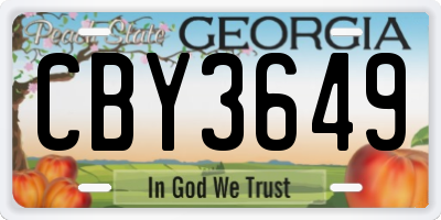 GA license plate CBY3649