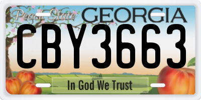 GA license plate CBY3663