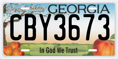 GA license plate CBY3673