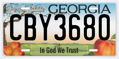 GA license plate CBY3680
