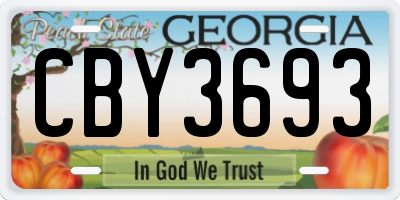 GA license plate CBY3693