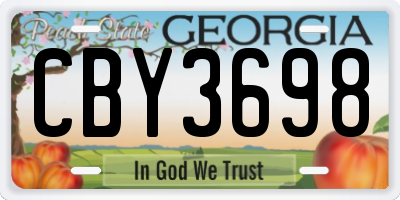 GA license plate CBY3698