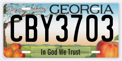 GA license plate CBY3703