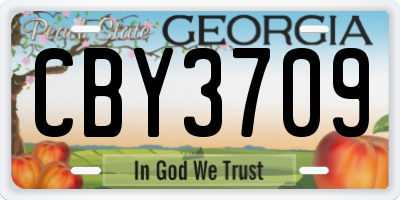 GA license plate CBY3709