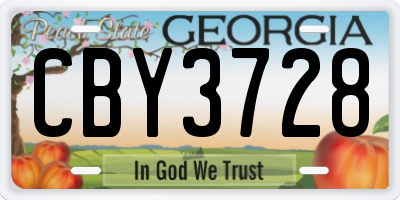 GA license plate CBY3728