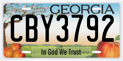 GA license plate CBY3792