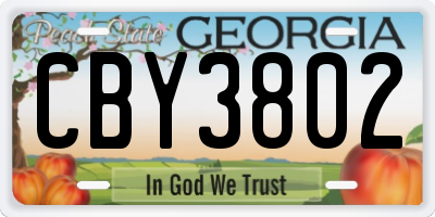 GA license plate CBY3802