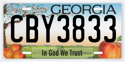 GA license plate CBY3833