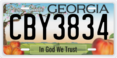 GA license plate CBY3834