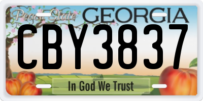 GA license plate CBY3837