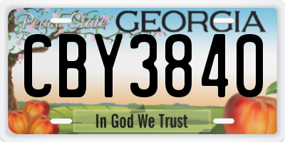 GA license plate CBY3840