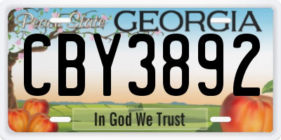 GA license plate CBY3892