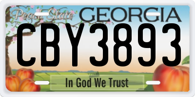 GA license plate CBY3893