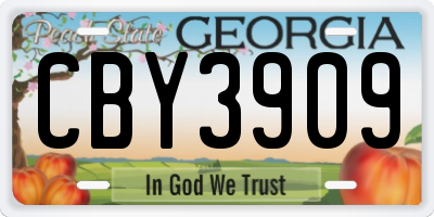 GA license plate CBY3909