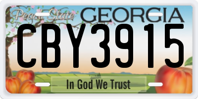 GA license plate CBY3915