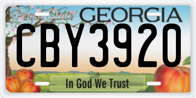 GA license plate CBY3920