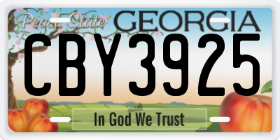 GA license plate CBY3925