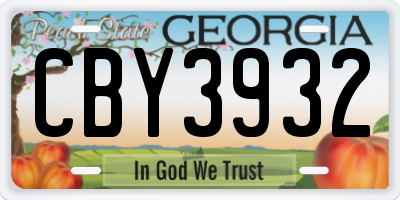 GA license plate CBY3932