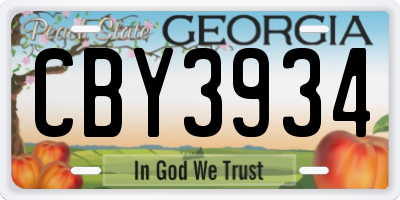 GA license plate CBY3934