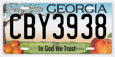 GA license plate CBY3938