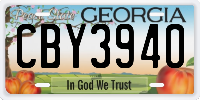 GA license plate CBY3940