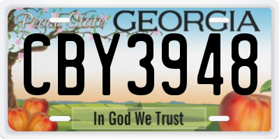 GA license plate CBY3948