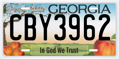 GA license plate CBY3962
