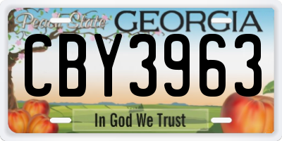 GA license plate CBY3963