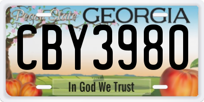 GA license plate CBY3980