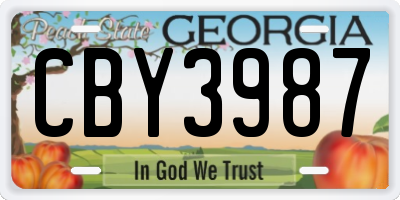 GA license plate CBY3987
