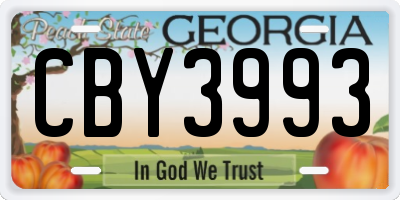 GA license plate CBY3993