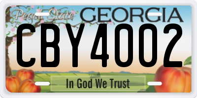 GA license plate CBY4002